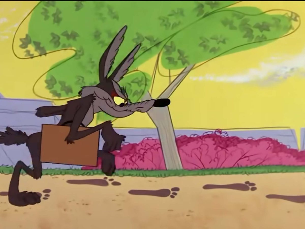 wile e coyote following footprints